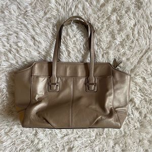 Coach leather handbag/tote, champagne color, medium sized